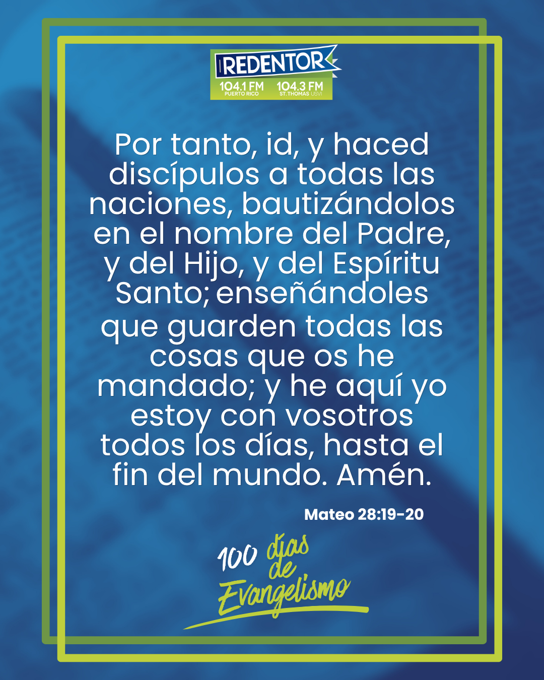 📖 Un vers&iacute;culo para compartir esperanza. #100D&iacute;asDeEvangelismo #Redentor